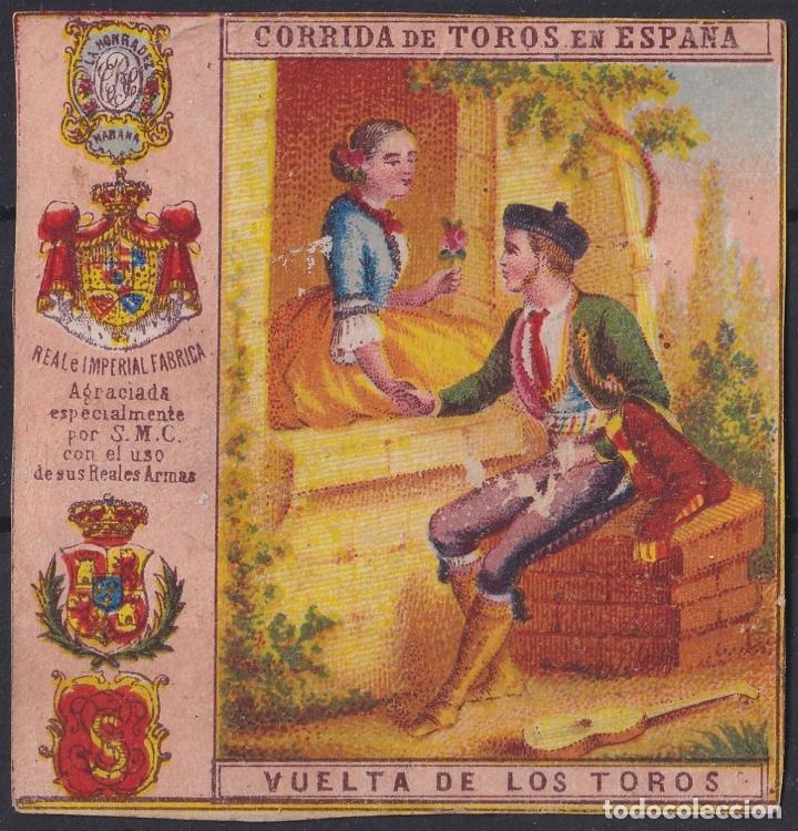 Vitolas de colecci&oacute;n: &rdquo;TAB-110 CUBA 1867 LABEL MARQUILLA SUSINI TABACO TOBACCO. SERIE CORRIDA DE TOROS EN ESPA&Ntilde;A. VUELTA