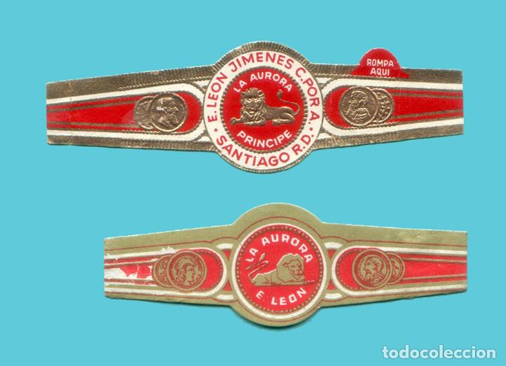 An&eacute;is de charuto de cole&ccedil;&atilde;o: 2 VITOLAS ANTIGUAS - MARCA LA AURORA - TEM&Aacute;TICA FAUNA - LEONES