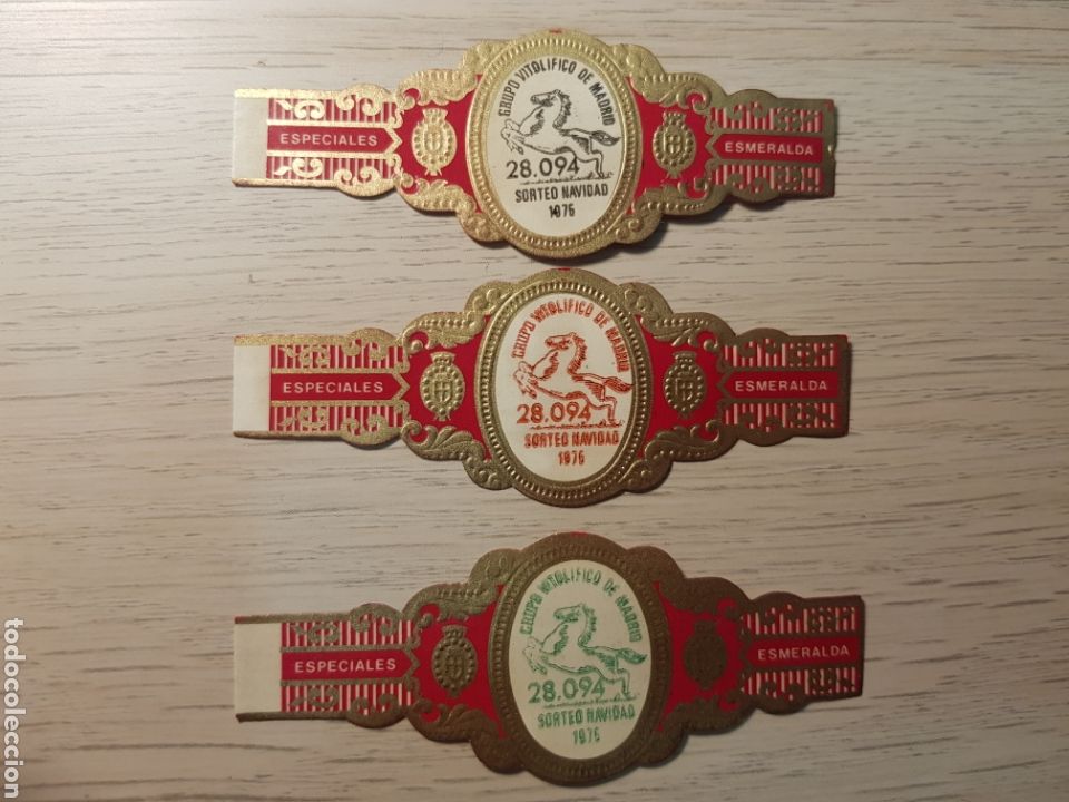 Vitolas de colecci&oacute;n: SERIE COMPLETA 3 VITOLAS ESPECIALES. ESMERALDA. LOTERIA DE NAVIDAD. DEL GRUPO VIT. DE MADRID. 1975