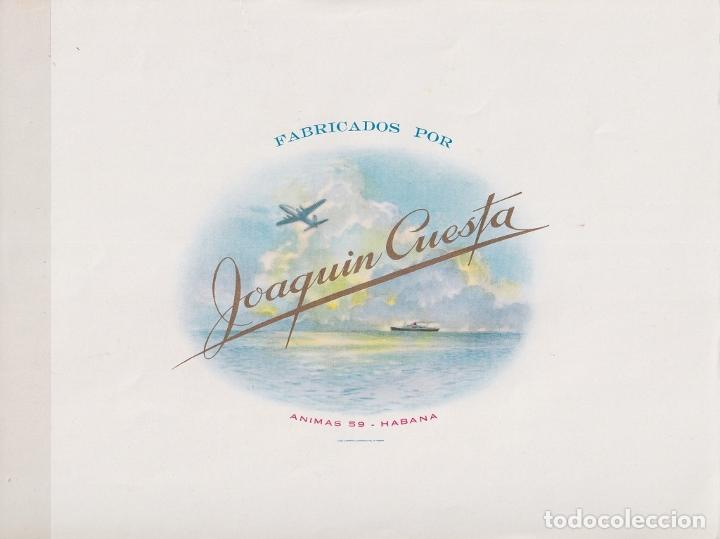 Vitolas de colecci&oacute;n: TAB-135 CUBA TOBACCO LEBEL 22x17cm. FABRICA DE TABACOS JOAQUIN CUESTA AVION
