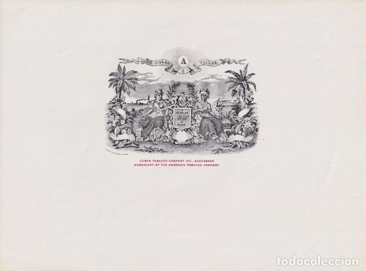 Vitolas de colecci&oacute;n: TAB-140 CUBA TOBACCO LEBEL 25x19cm. FABRICA DE TABACOS DE VILLAR MASONERIA MASONRY