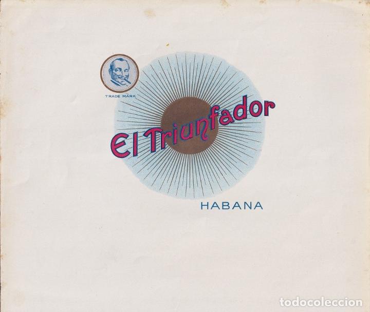 Vitolas de colecci&oacute;n: TAB-150 CUBA TOBACCO LEBEL 24x20cm. FABRICA DE TABACOS EL TRIUNFADOR