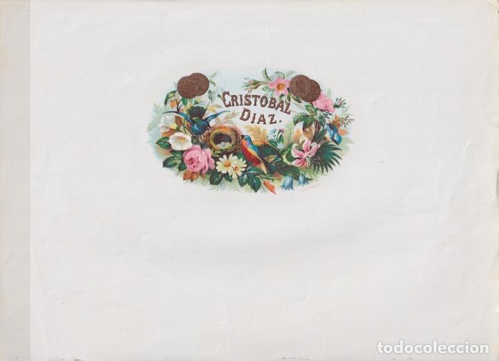 Vitolas de colecci&oacute;n: TAB-128 CUBA TOBACCO LEBEL 28x20cm. FABRICA DE TABACOS CRISTOBAL DIAZ