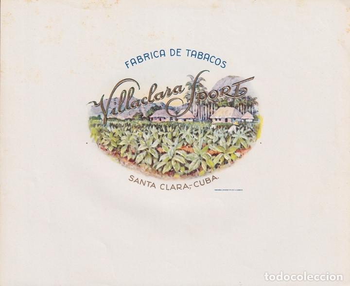 Vitolas de colecci&oacute;n: TAB-142 CUBA TOBACCO LEBEL 18x21cm. FABRICA DE TABACOS VILLACLARA SPORT