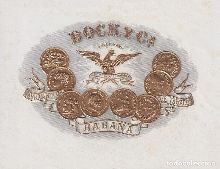 Vitolas de colecci&oacute;n: TAB-147 CUBA TOBACCO LEBEL 17x13cm. FABRICA DE TABACOS BOCK