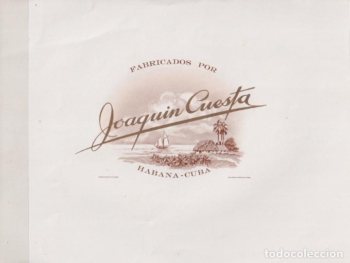 Vitolas de colecci&oacute;n: TAB-134 CUBA TOBACCO LEBEL 22x17cm. FABRICA DE TABACOS JOAQUIN CUESTA SHIP