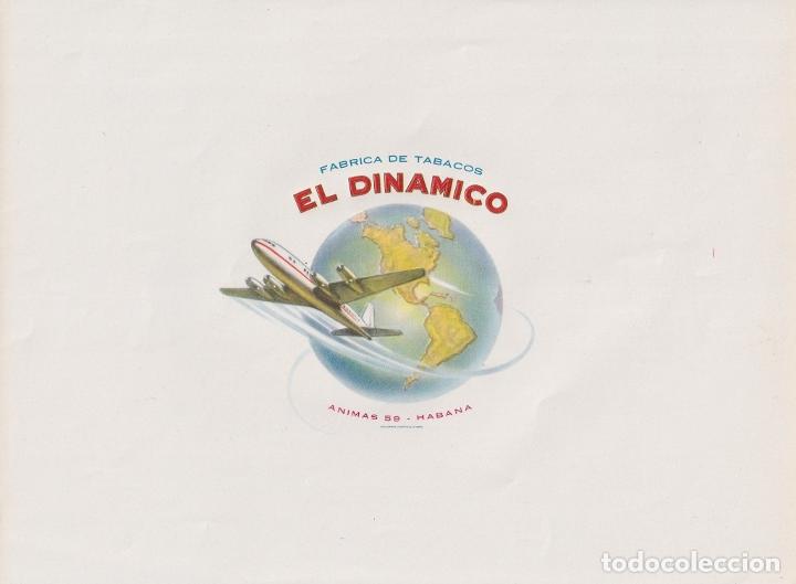 Vitolas de colecci&oacute;n: TAB-144 CUBA TOBACCO LEBEL 27x20cm. FABRICA DE TABACOS EL DINAMICO AVION