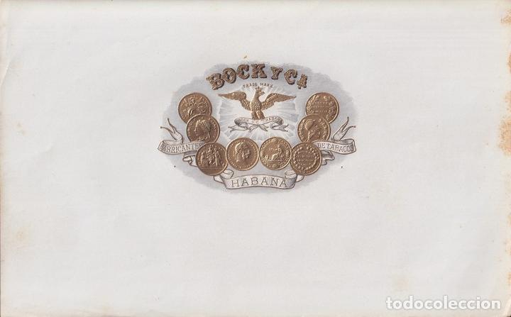 Vitolas de colecci&oacute;n: TAB-149 CUBA TOBACCO LEBEL 25x16cm. FABRICA DE TABACOS BOCK