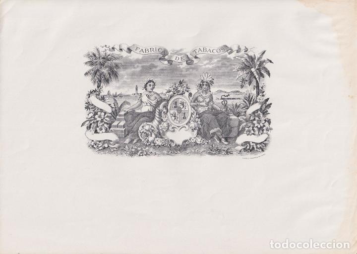 Vitolas de colecci&oacute;n: TAB-141 CUBA TOBACCO LEBEL 29x20cm. FABRICA DE TABACOS DE VILLAR MASONERIA MASONRY