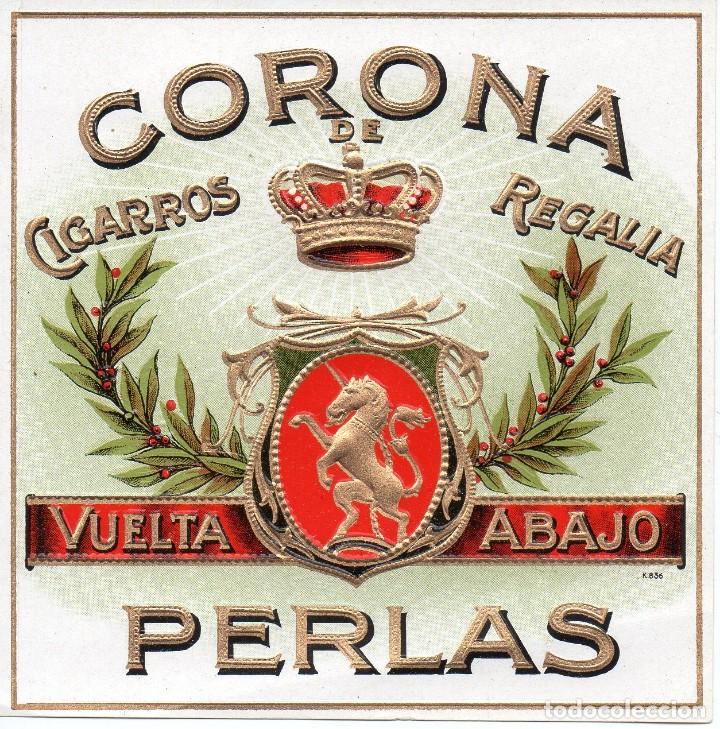 Sammlung von Banderolen: Litograf&iacute;a - Habilitaci&oacute;n - Tabacos de Vuelta Abajo. Corona Perlas.