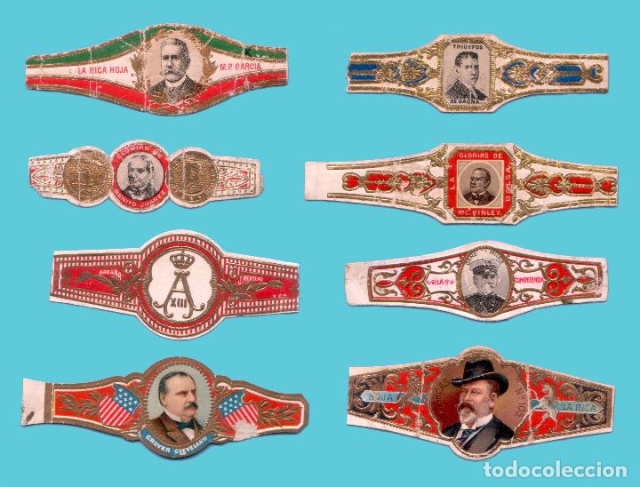 Vitolas de colecci&oacute;n: 8 VITOLAS ANTIGUAS - MARCAS MEXICANAS Y CUBANAS - PERSONAJES Y CASAS REALES