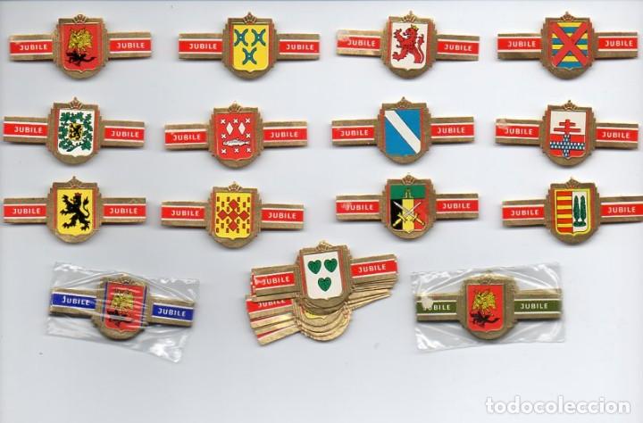 Vitolas de colecci&oacute;n: Vitolas, Serie Jubile - Escudos de B&eacute;lgica, serie 2, verde. 24 vitolas.