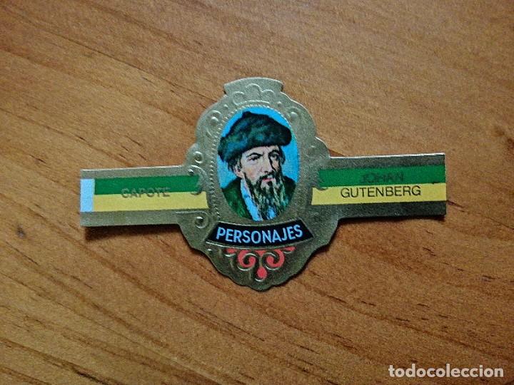 Vitolas de colecci&oacute;n: VITOLA CAPOTE - COLECCI&Oacute;N: PERSONAJES - JOHAN GUTENBERG - SERIE J - INVENTORES - N&Uacute;MERO 1