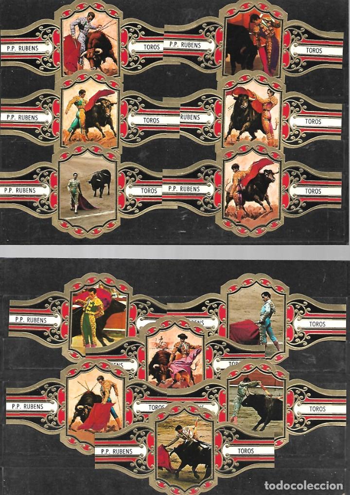 Vitolas de colecci&oacute;n: 806-12 VITOLAS RUBENS, CORRIDA DE TOROS, GRAN FORMATO, ROJO, SERIE COMPLETA.