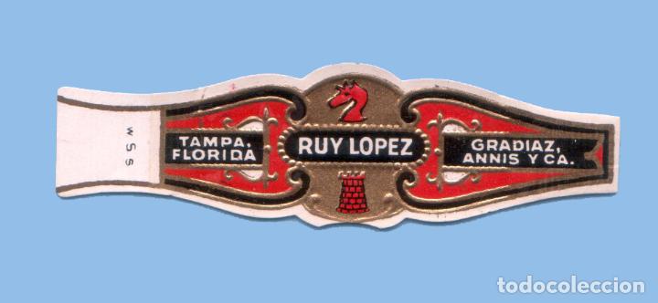 Sammlung von Banderolen: VITOLA ANTIGUA - MARCA RUY LOPEZ - GRADIAZ ANNIS Y CA. (USA) - CABALLO DE AJEDREZ