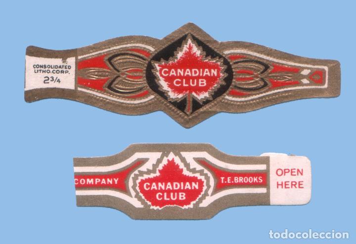 Bagues de cigare de collection: 2 VITOLAS ANTIGUAS - MARCA CANADIAN CLUB (USA) - TEM&Aacute;TICA HOJAS Y PLANTAS