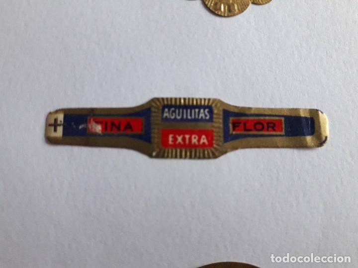 Collection cigar bands: vitola de puro, Aguilitas extra, fina flor.
