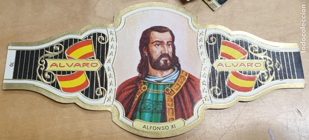 Bagues de cigare de collection: VITOLA ALVARO REYES DE ESPA&Ntilde;A ALFONSO XI N&ordm; 70 14,5X7 CM.