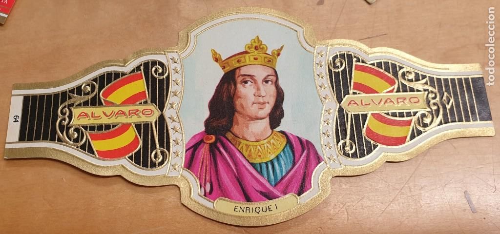Bagues de cigare de collection: VITOLA ALVARO REYES DE ESPA&Ntilde;A ENRIQUE I N&ordm; 64 14,5X7 CM.