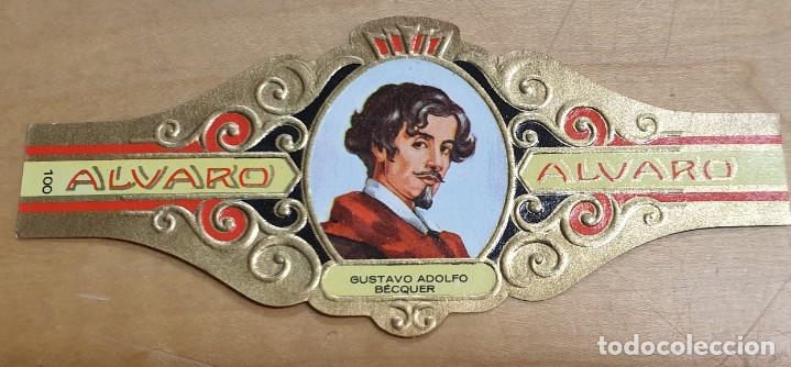 Vitolas de colecci&oacute;n: VITOLA ALVARO SERIE LITERATOS SEVILLA GUSTAVO ADOLFO BECQUER N&ordm; 100 9,5X4 CM.