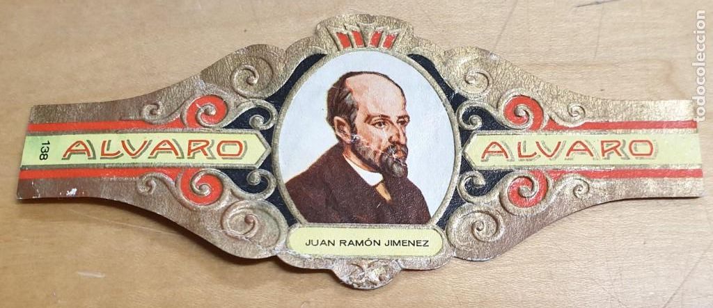 Vitolas de colecci&oacute;n: VITOLA ALVARO SERIE LITERATOS HUELVA JUAN RAM&Oacute;N JIM&Eacute;NEZ N&ordm; 138 9,5X4 CM.
