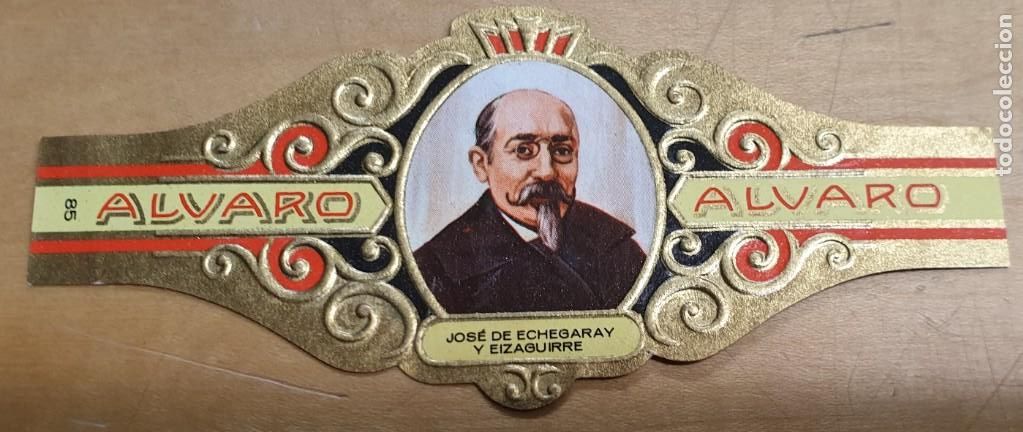 Vitolas de colecci&oacute;n: VITOLA ALVARO SERIE LITERATOS MADRID JOS&Eacute; DE ECHEGARAY Y EIZAGUIRRE N&ordm; 85 9,5X4 CM.