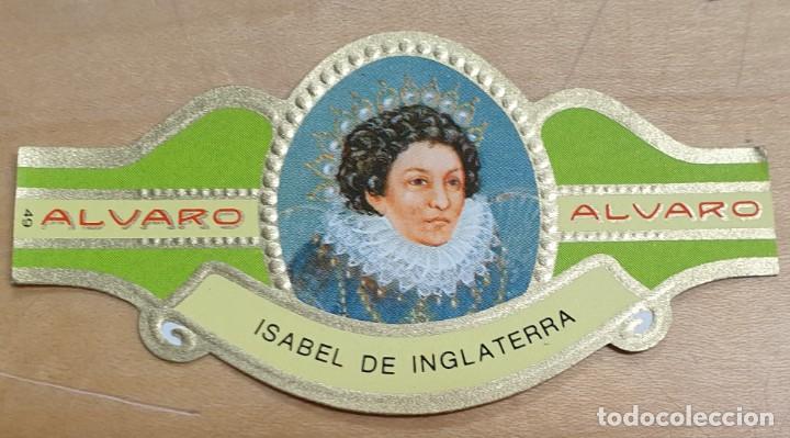 Vitolas de colecci&oacute;n: VITOLA ALVARO SERIE MUJERES FAMOSAS EN LA HISTORIA ISABEL DE INGLATERRA N&ordm; 49 6,5X3,5 CM.