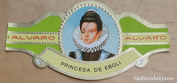 Vitolas de colecci&oacute;n: VITOLA ALVARO SERIE MUJERES FAMOSAS EN LA HISTORIA PRINCESA DE EBOLI ESPA&Ntilde;A N&ordm; 51 6,5X3,5 CM.