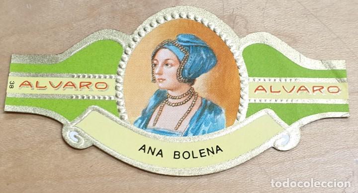 Vitolas de colecci&oacute;n: VITOLA ALVARO SERIE MUJERES FAMOSAS EN LA HISTORIA ANA BOLENA INGLATERRA N&ordm; 38 6,5X3,5 CM.