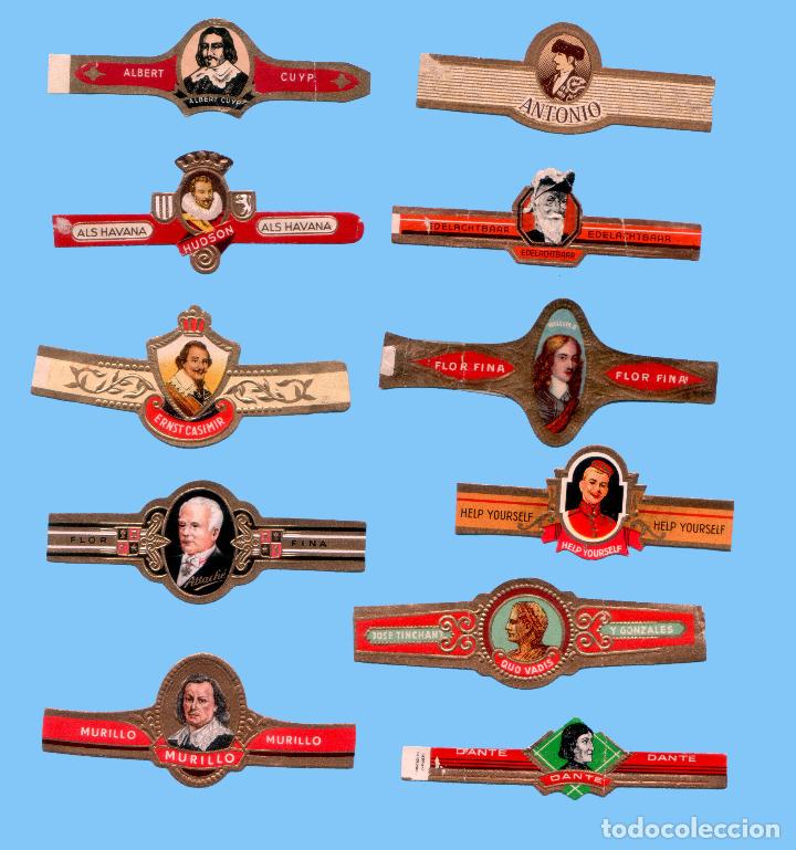An&eacute;is de charuto de cole&ccedil;&atilde;o: 11 VITOLAS ANTIGUAS - MARCAS PROCEDENCIA B&Eacute;LGICA Y HOLANDA - HOMBRES # 1