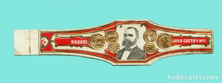 Bagues de cigare de collection: VITOLA CUBANA ANTIGUA - JUAN CUETO Y HNO. - RETRATO DEL FABRICANTE (JUAN CUETO)