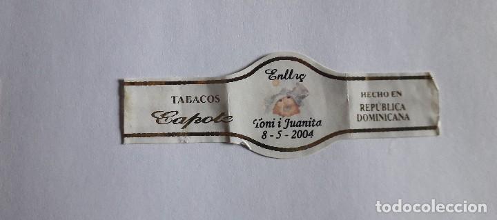Bagues de cigare de collection: vitola de puro, enlace, tabacos Capote.