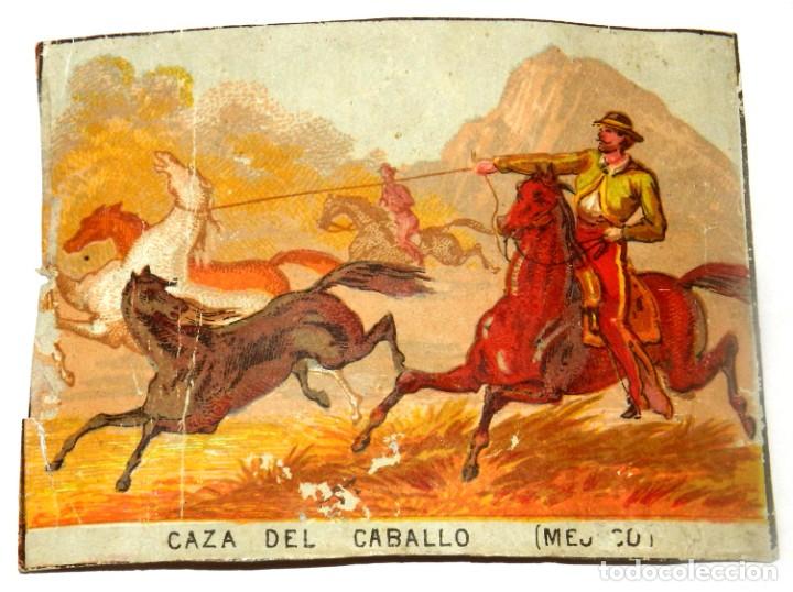Vitolas de colecci&oacute;n: MARQUILLA CIGARRERA SIGLO XIX, CAZA DEL CABALLO MEJICO, LITOGRAFIA QUE ENVOLVIAN LAS CAJETILLAS DE T