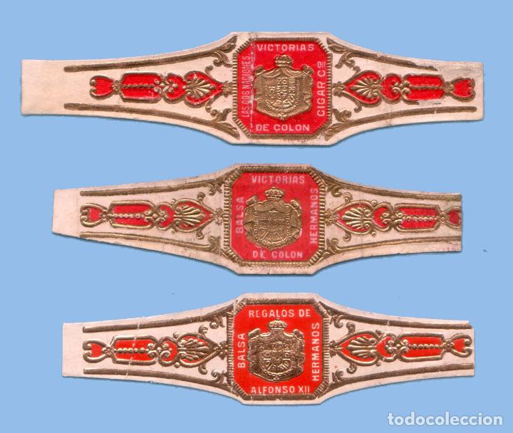 Bagues de cigare de collection: 3 VITOLAS MUY ANTIGUAS - MARCAS BALSA HNOS Y LAS DOS NACIONES