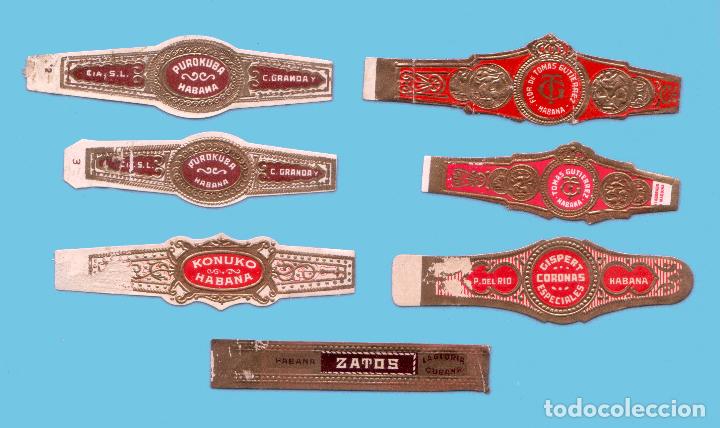 An&eacute;is de charuto de cole&ccedil;&atilde;o: 7 Vitolas Cubanas Antiguas - Distintas Marcas: PUROKUBA, KONUKO, GISPERT, TOM&Aacute;S GUTIERREZ