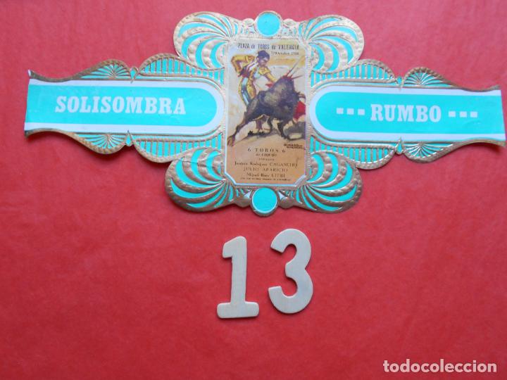 Vitolas de colecci&oacute;n: VITOLA SERIE TAURINA CARTELES HISTORICOS CIGARRO SOLISOMBRA N&ordm; 13