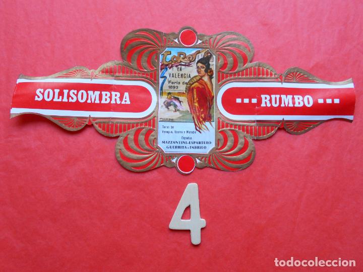 Bagues de cigare de collection: VITOLA SERIE TAURINA CARTELES ANTIGUOS CIGARRO SOLISOMBRA RUMBO N&ordm; 4