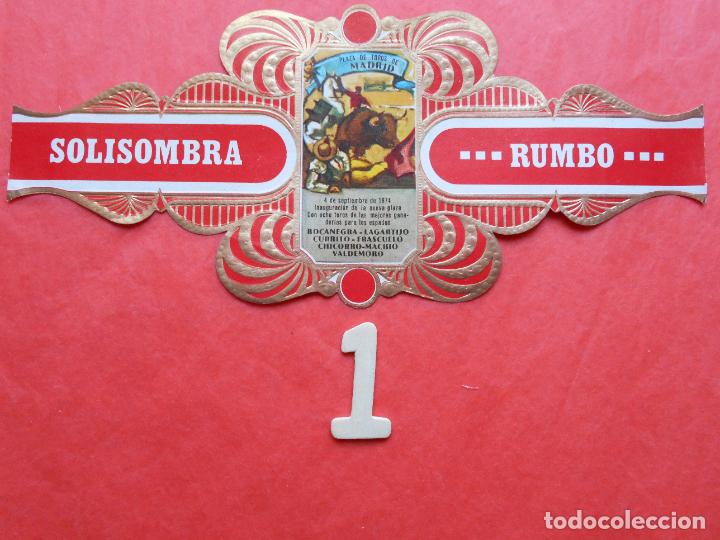 Bagues de cigare de collection: VITOLA SERIE TAURINA CARTELES ANTIGUOS CIGARRO SOLISOMBRA RUMBO N&ordm; 1