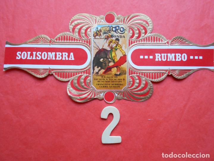 Bagues de cigare de collection: VITOLA SERIE TAURINA CARTELES ANTIGUOS CIGARRO SOLISOMBRA RUMBO N&ordm; 2