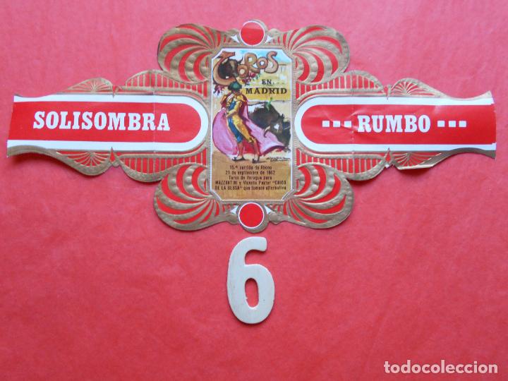 Bagues de cigare de collection: VITOLA SERIE TAURINA CARTELES ANTIGUOS CIGARRO SOLISOMBRA RUMBO N&ordm; 6