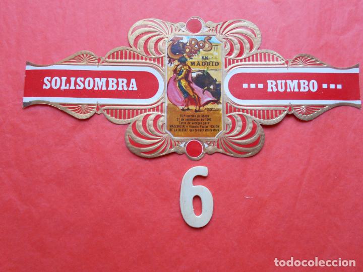 Bagues de cigare de collection: VITOLA SERIE TAURINA CARTELES ANTIGUOS CIGARRO SOLISOMBRA RUMBO N&ordm; 6