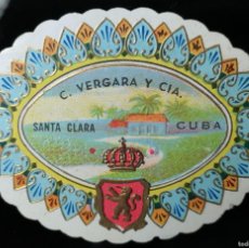 Vitolas de colección: CUBA ETIQUETA LITOGRÁFICA DE PUROS * C. VERGARA Y CIA. SANTA CLARA * TABACO HABANO CIGARROS