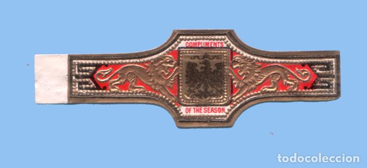 Collection cigar bands: VITOLA ANTIGUA - Procedencia USA - Cumpliments of the season. Tem&aacute;tica &Aacute;guilas Her&aacute;ldicas