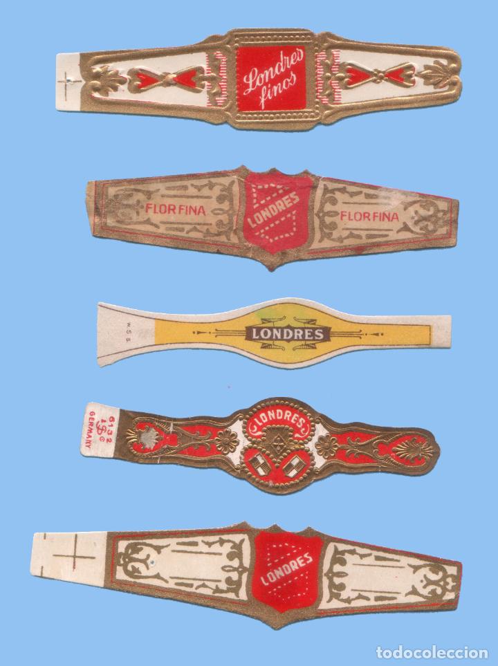 Sammlung von Banderolen: 5 VITOLAS ANTIGUAS - SIN MARCA - CON EL TEXTO &rdquo;LONDRES&rdquo;