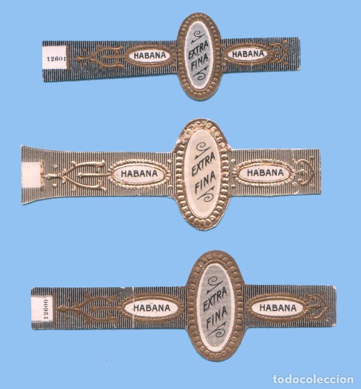 Sammlung von Banderolen: 3 VITOLAS ANTIGUAS - SIN MARCA - CON EL TEXTO &rdquo;EXTRA FINA&rdquo;