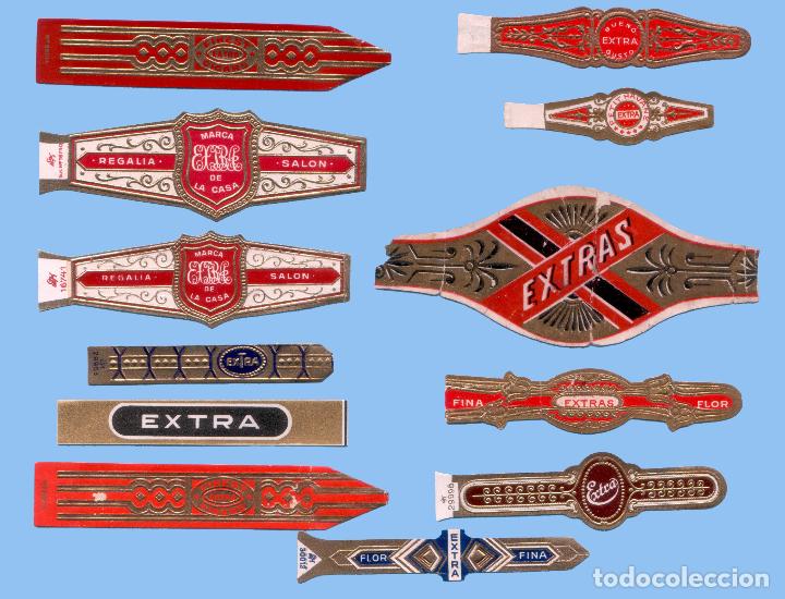 Sammlung von Banderolen: 12 VITOLAS ANTIGUAS - SIN MARCA - CON EL TEXTO &rdquo;EXTRA&rdquo;