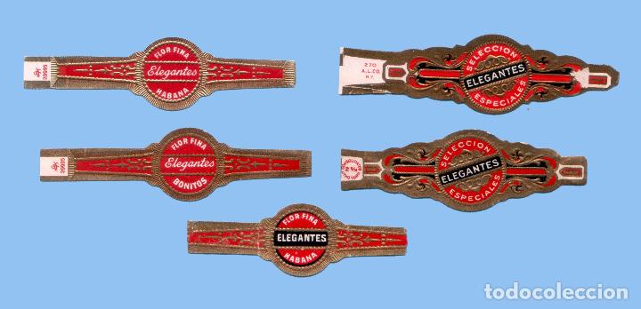 Sammlung von Banderolen: 5 VITOLAS ANTIGUAS - SIN MARCA - CON EL TEXTO &rdquo;ELEGANTES&rdquo;