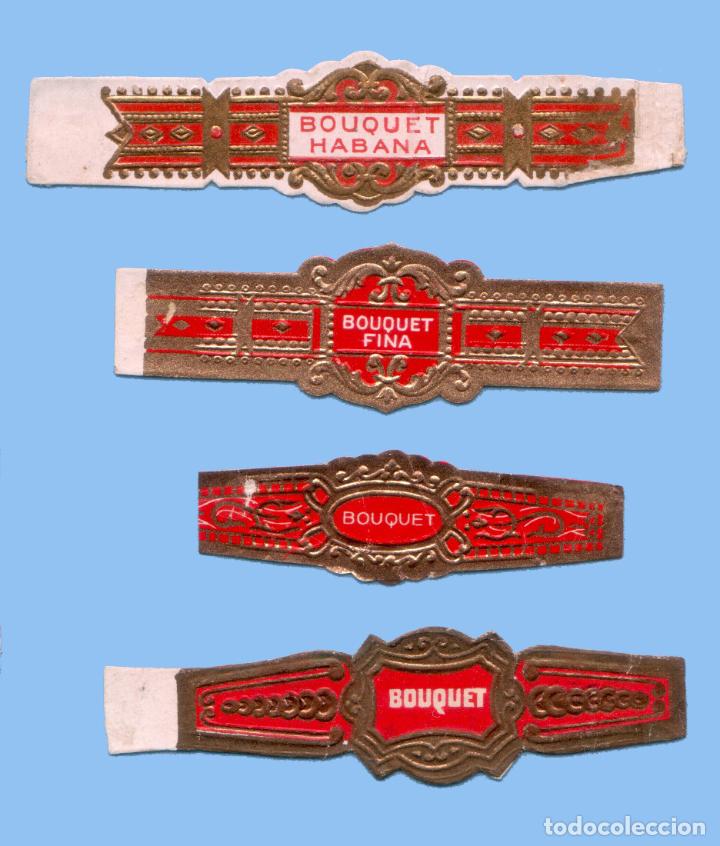 Sammlung von Banderolen: 4 VITOLAS ANTIGUAS - SIN MARCA - CON EL TEXTO &rdquo;BOUQUET&rdquo; # 4