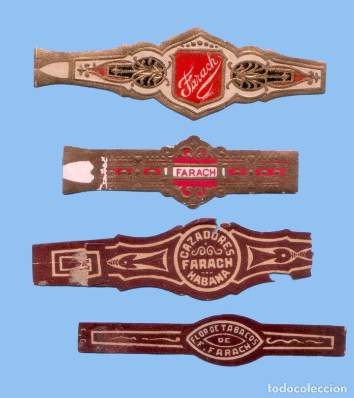 Collection cigar bands: 4 VITOLAS CUBANAS ANTIGUAS - MARCA FARACH