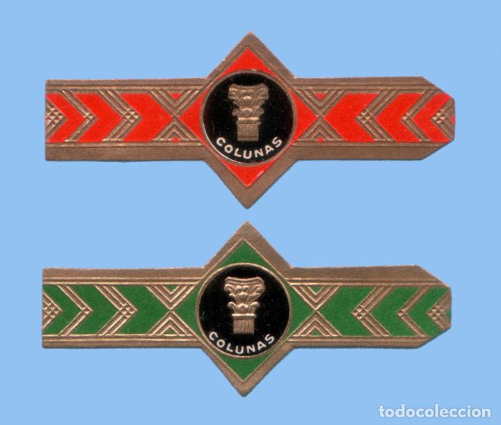 Collection cigar bands: 2 VITOLAS ANTIGUAS - MARCA COLUNAS (HOLANDA) - TEM&Aacute;TICA EDIFICACIONES